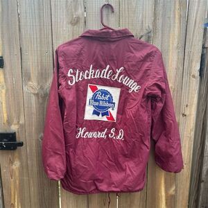 Vintage Aristo Jac Pabst Blue Ribbon Varsity Jacket Burgundy Unisex 18-20 Medium